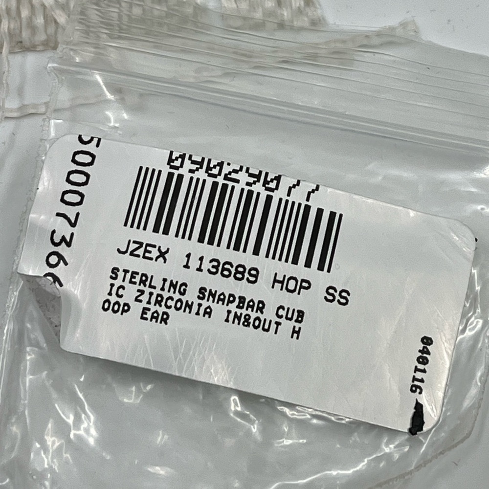 Vintage Ross-Simons Sterling Silver Hoop Earrings with CZ – Snapbar In & Out - Picture 15 of 17